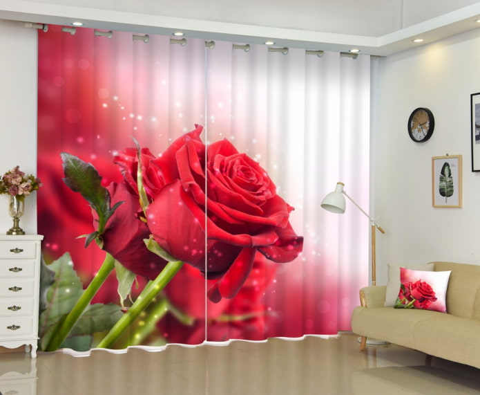 3D завеси с изображение на роза