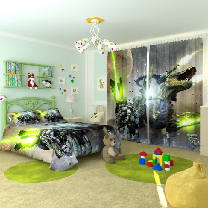 3D завеси в детската стая за момче
