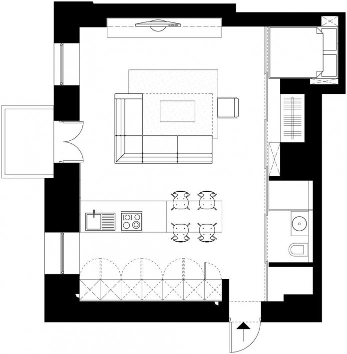 разпределение на студио 50 sq