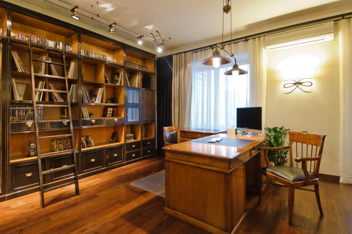 рафтове за книги в офис интериора
