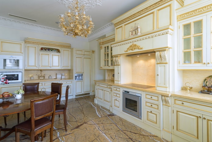 мебели в интериора на класическа кухня