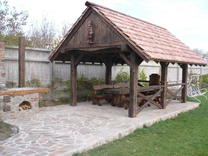 беседка от изгорени дъски wood