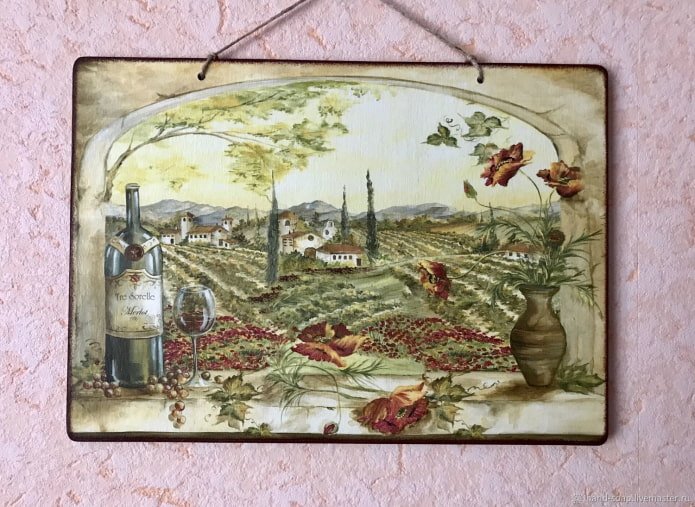 кухненски пана в техника декупаж