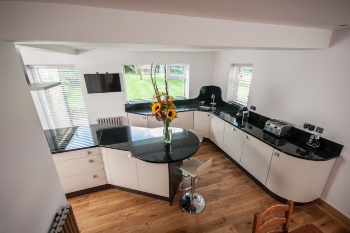 black countertop