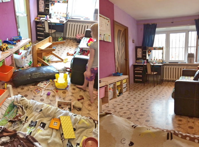Почистване на детската стая преди и след