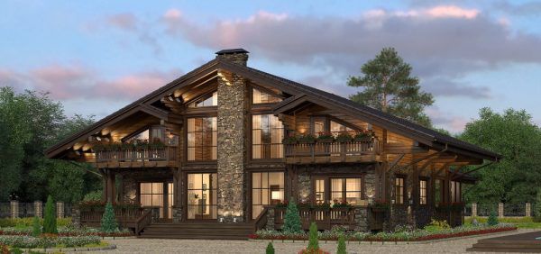 Проекти комбінованих будинків в стилі шале