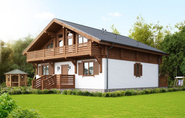 Комбінований будинок цегла + брус КД-318