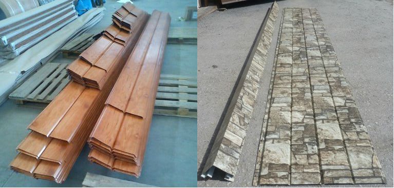 На фото сайдингові панелі з різними принтами