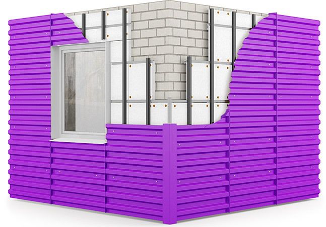 На схемі показана обшивка стін профнастилом