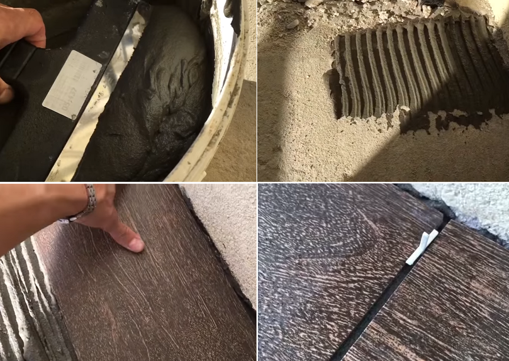 Нанесення клею та приклеювання плитки