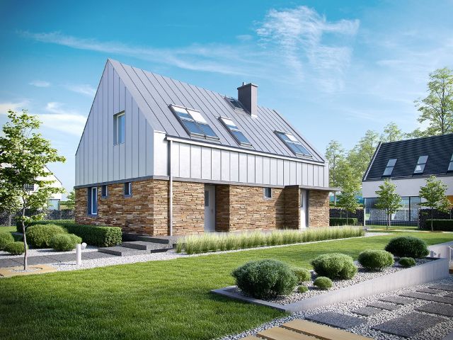 Одноповерховий будинок з мансардою в мінімалістичному стилі підвищеної функціональності