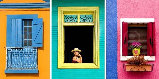 Приклад яскравого оформлення вікна в будинку