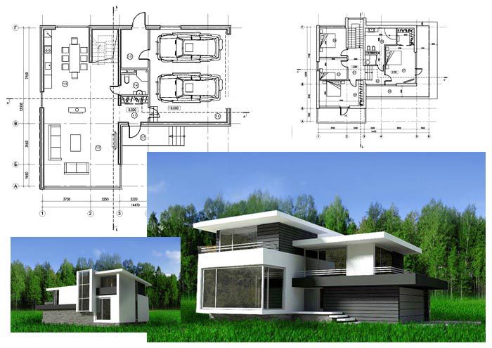 Проект заміського будинку з панорамними вікнами в мінімалістичному стилі