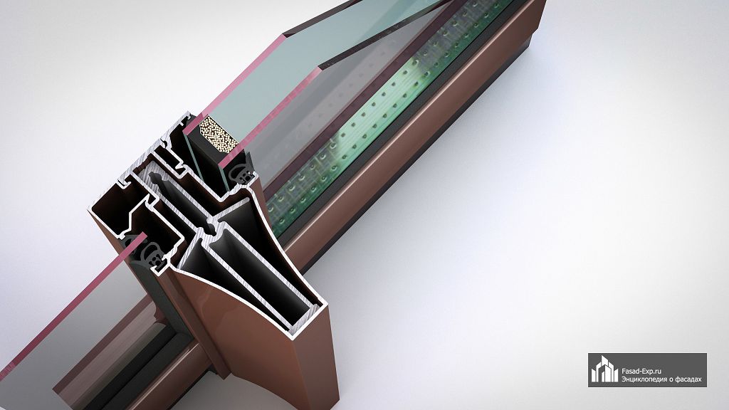 Прямий ригельний фасад, склопакет 24 мм