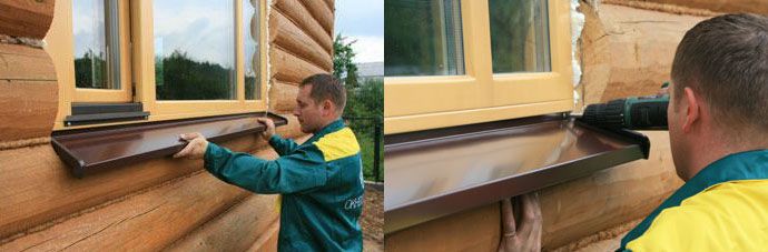 Установка відливу на вікно дерев'яного будинку