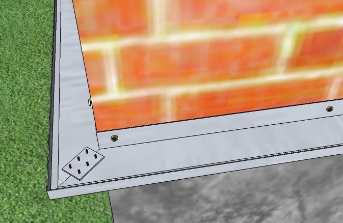 Варіант кріплення куточків профілю - під 45 градусів, за допомогою пластини і саморізів