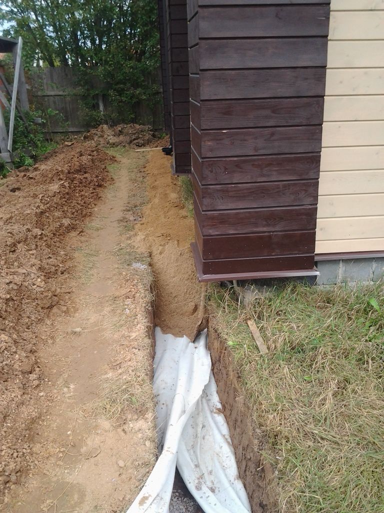 Загортання кінців геотекстилю і засипка грунтом