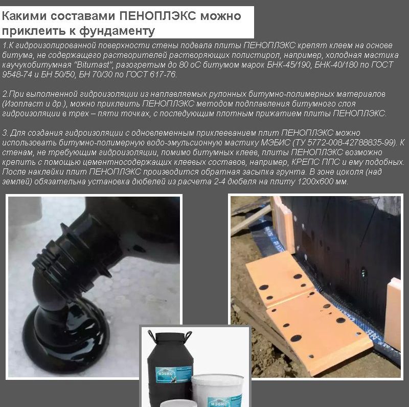 Якими складами можна клеїти ПЕНОПЛЕКС на фундамент?