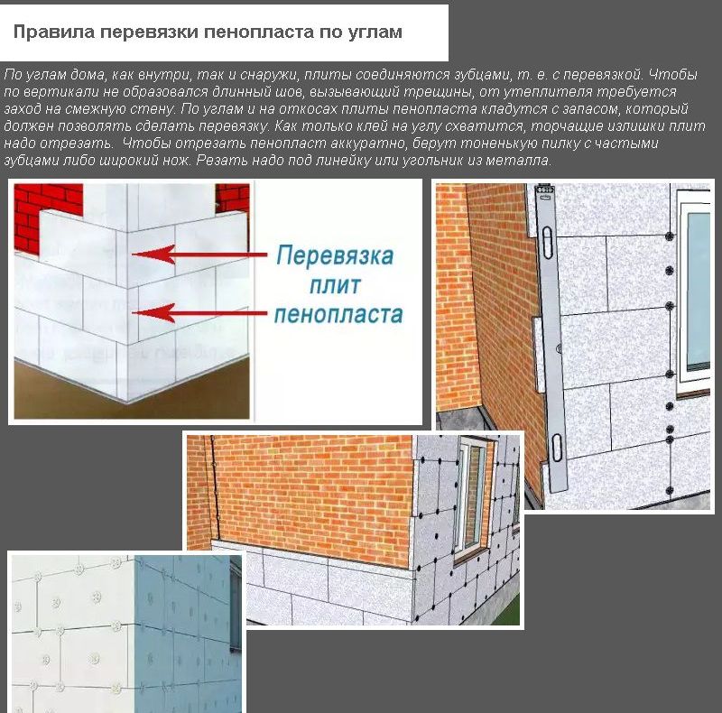 Правила перев'язки пінопласту на кутах