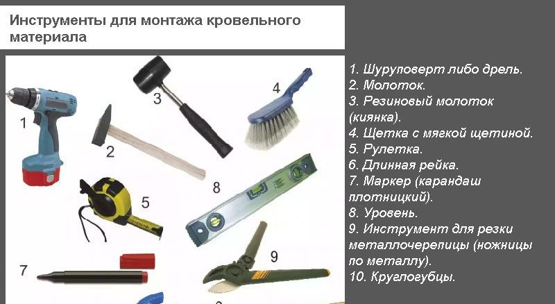 Інструменти для монтажу покрівельного матеріалу