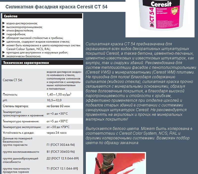 Силікатна фасадна фарба Ceresit CT 54