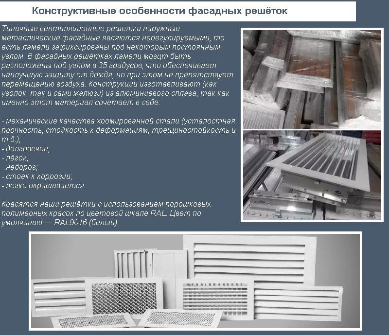 Конструктивні особливості фасадних решіток