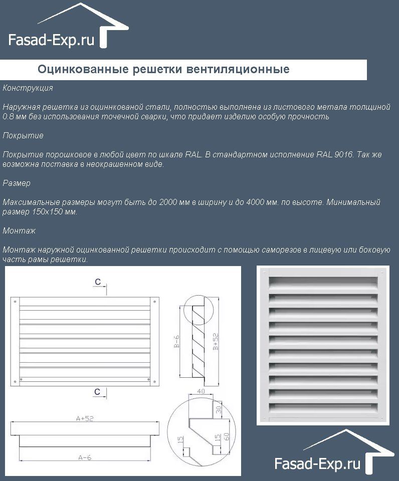 Вентиляційні решітки оцинковані