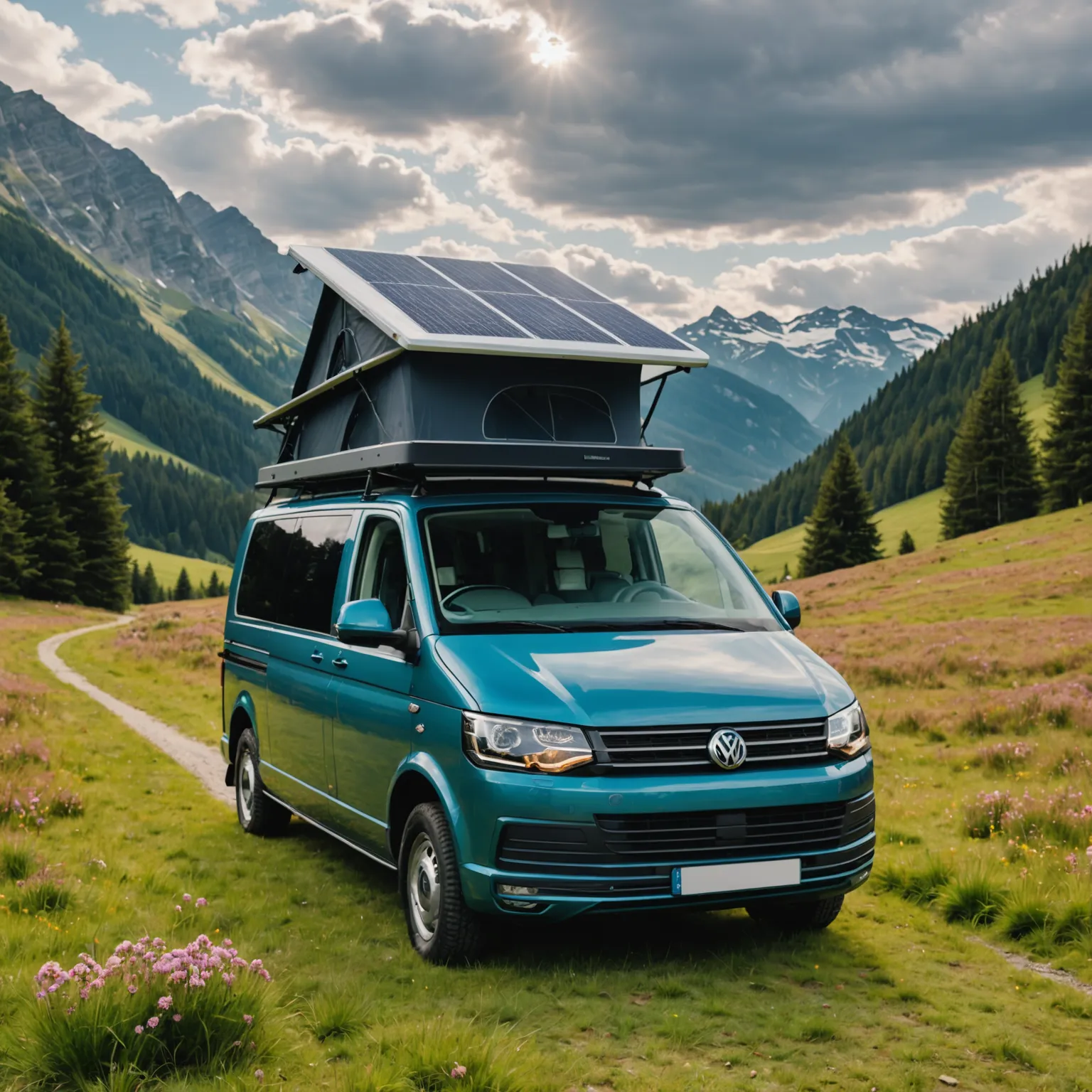 Кемпер VW Transporter, изработен по поръчка със слънчеви панели