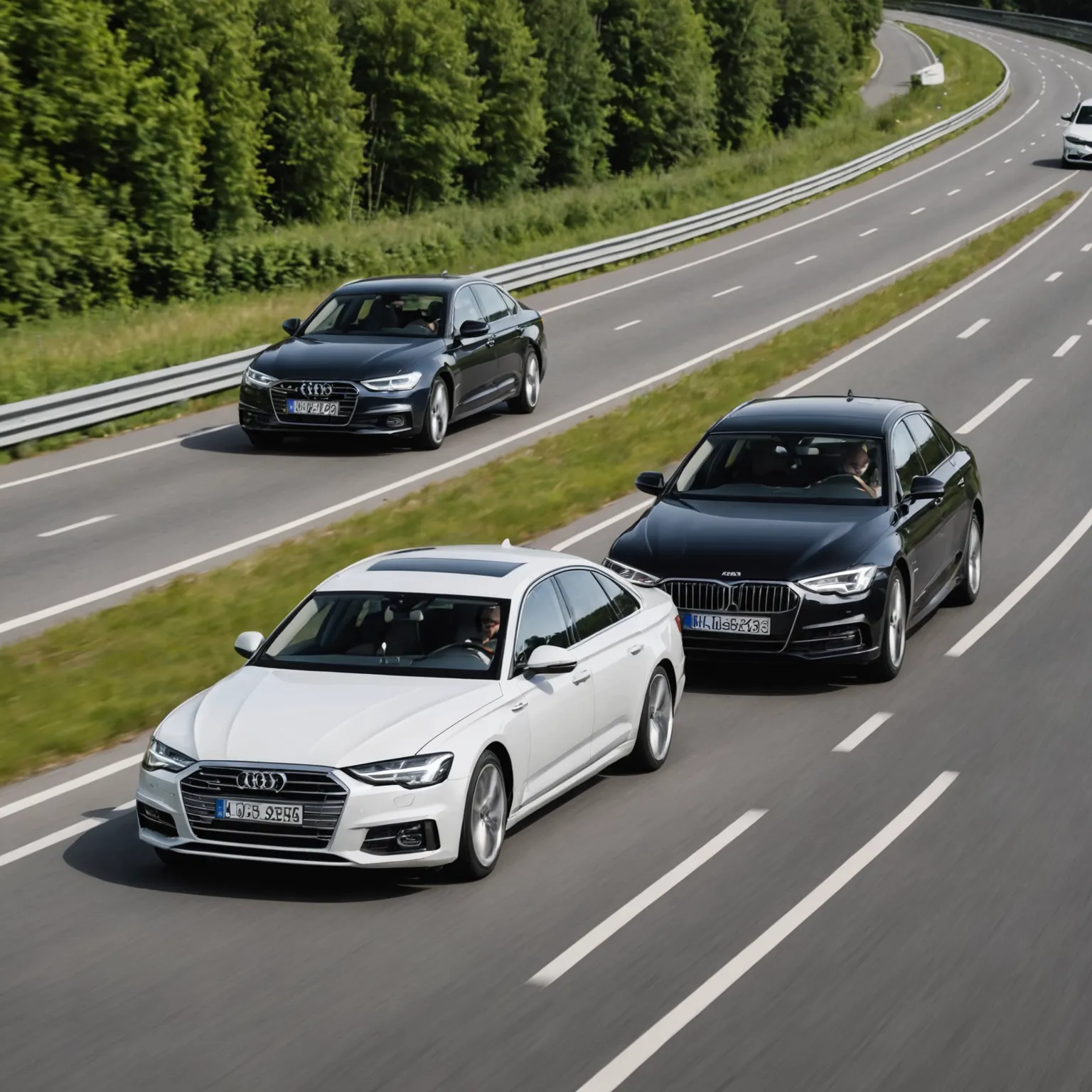 Audi A6 и BMW Серия 5, паркирани един до друг