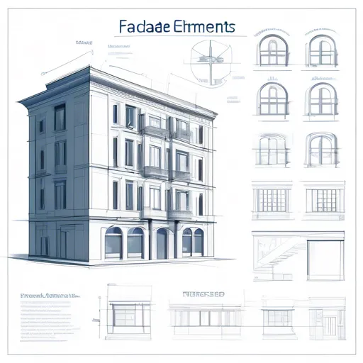 Stylistic solutions of the facade: functions and materials used.