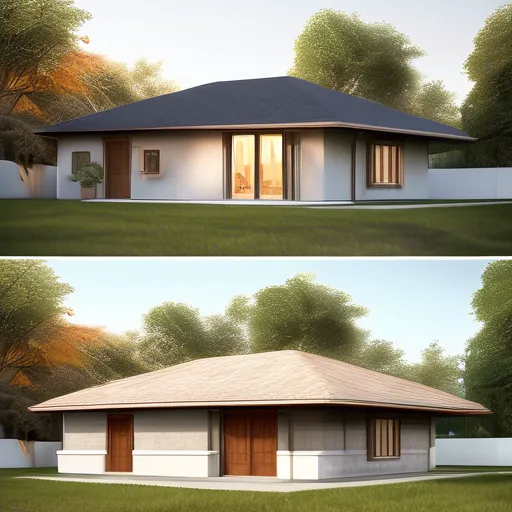 Diagrams and step-by-step instructions for creating a hip roof