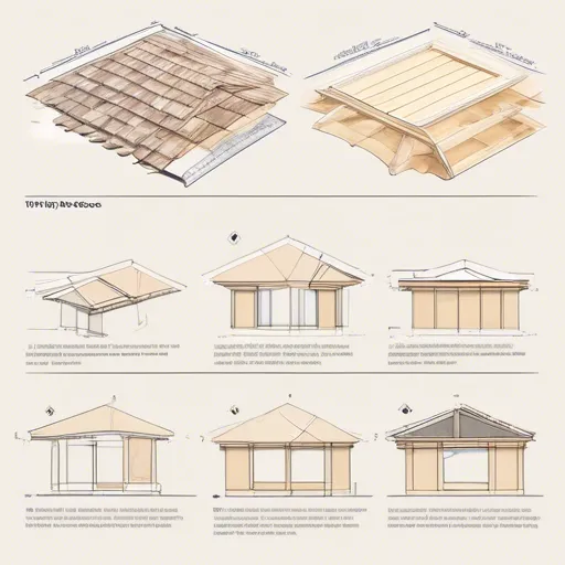 Diagrams and step-by-step instructions for creating a hip roof