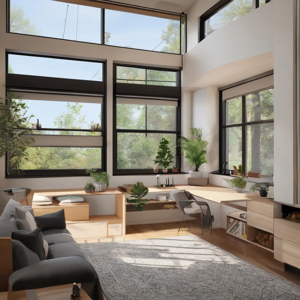 Compact ADU planned for lighting climate and security automation Modern accessory dwelling unit with integrated smart home controls