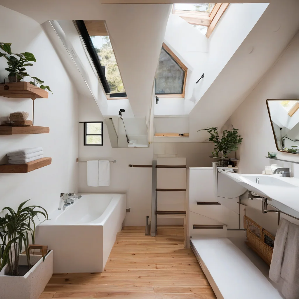Balanced storage loft design with attention to access and safety Finished compact loft area integrated into small living space