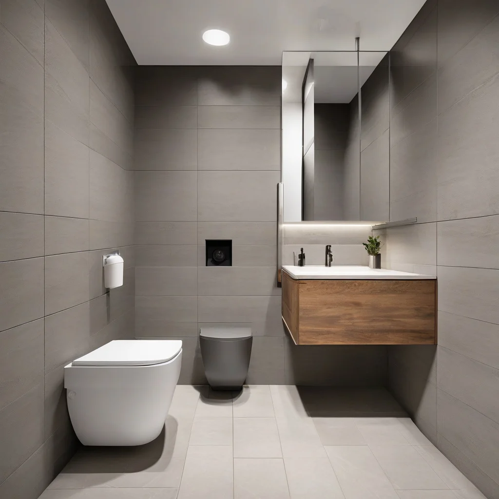 Compact bathroom showing space use around shower and tub fixtures