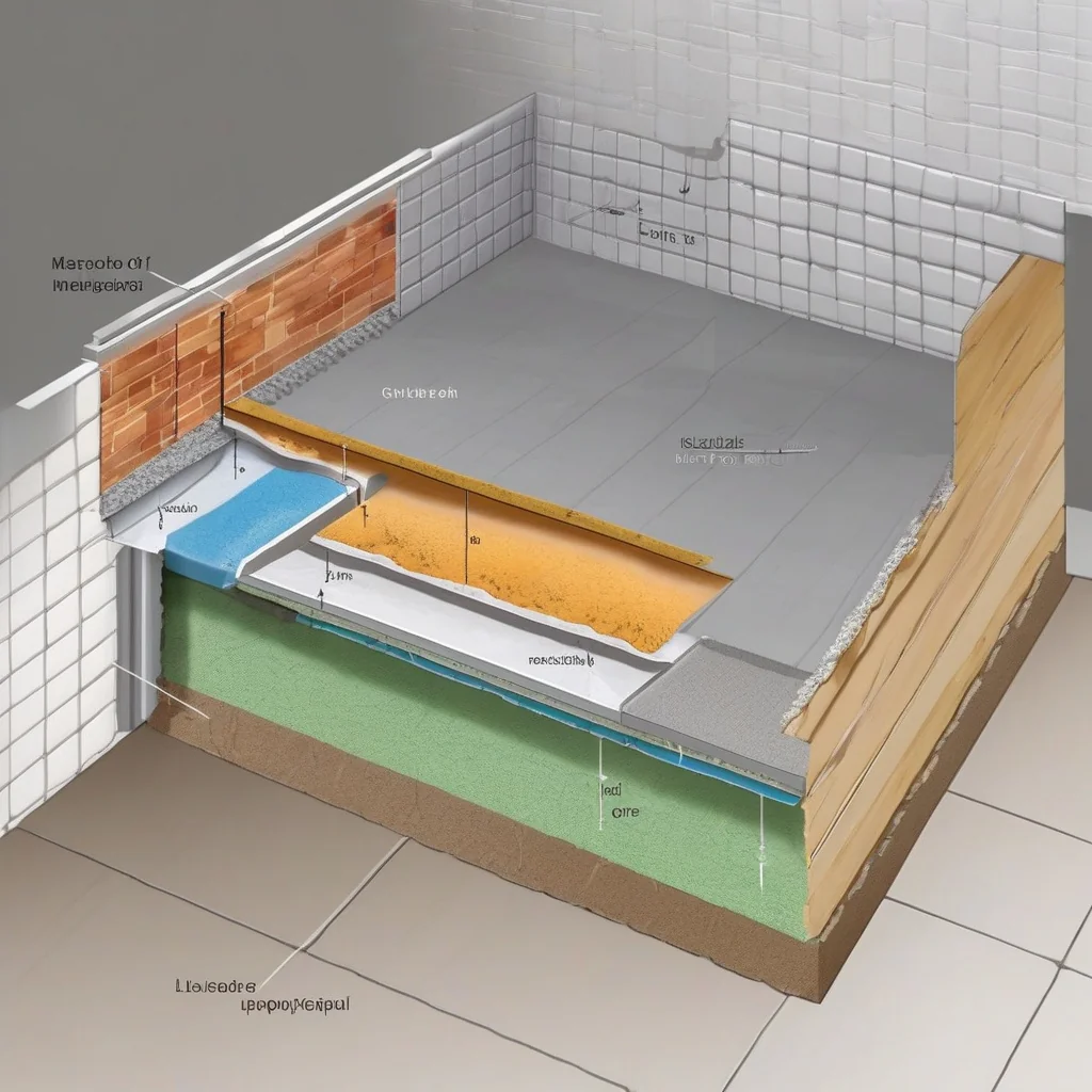 Bathroom floor prepared for a recessed curbless shower system