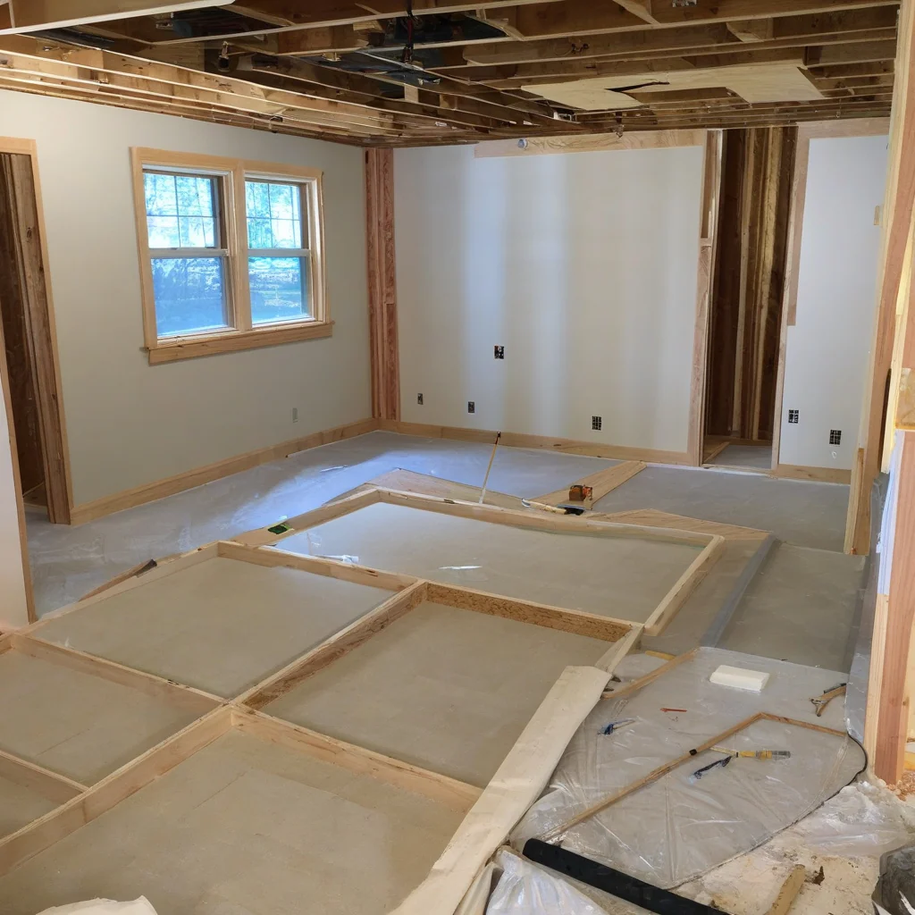 Waterproofed curbless shower floor and surrounding bathroom area
