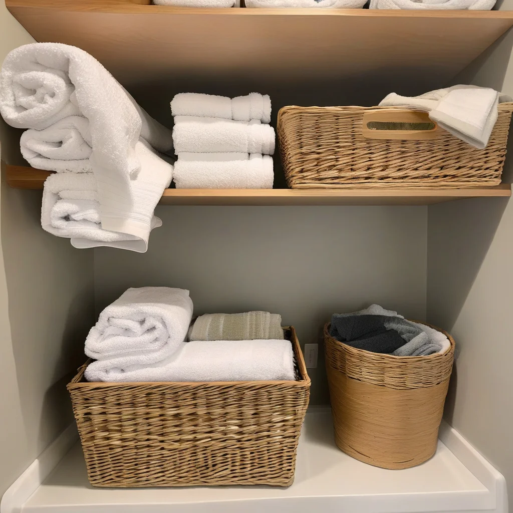 Bathroom storage layout designed to reduce visible clutter Organized bathroom with concealed vanity storage and clear countertops