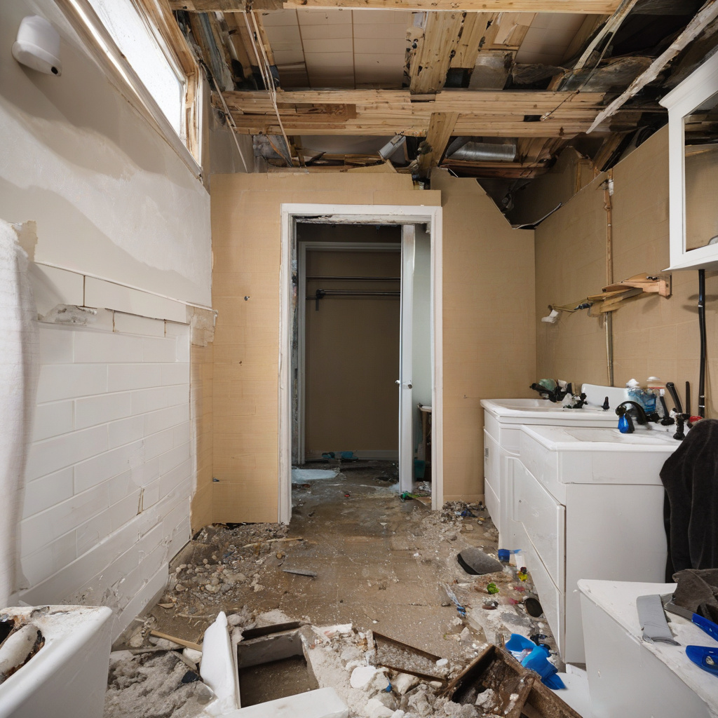 Renovation in process showing plumbing alterations