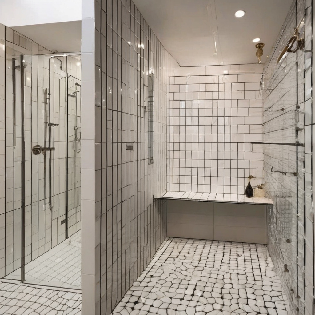 Textured bathroom tiles