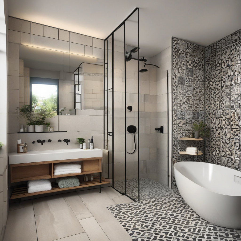 Heated bathroom floor tiles