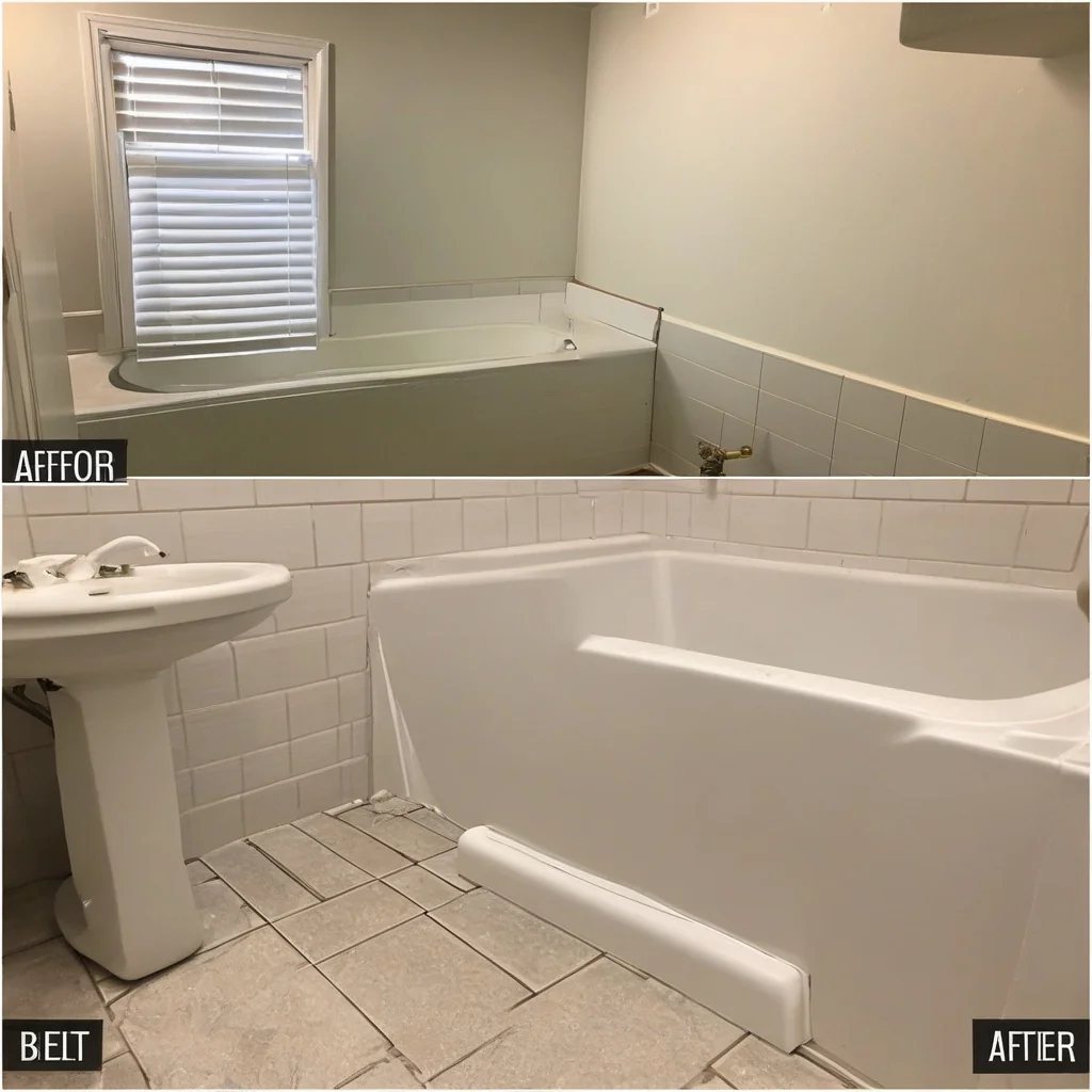 Completed rental bathroom with durable finishes and practical fixtures