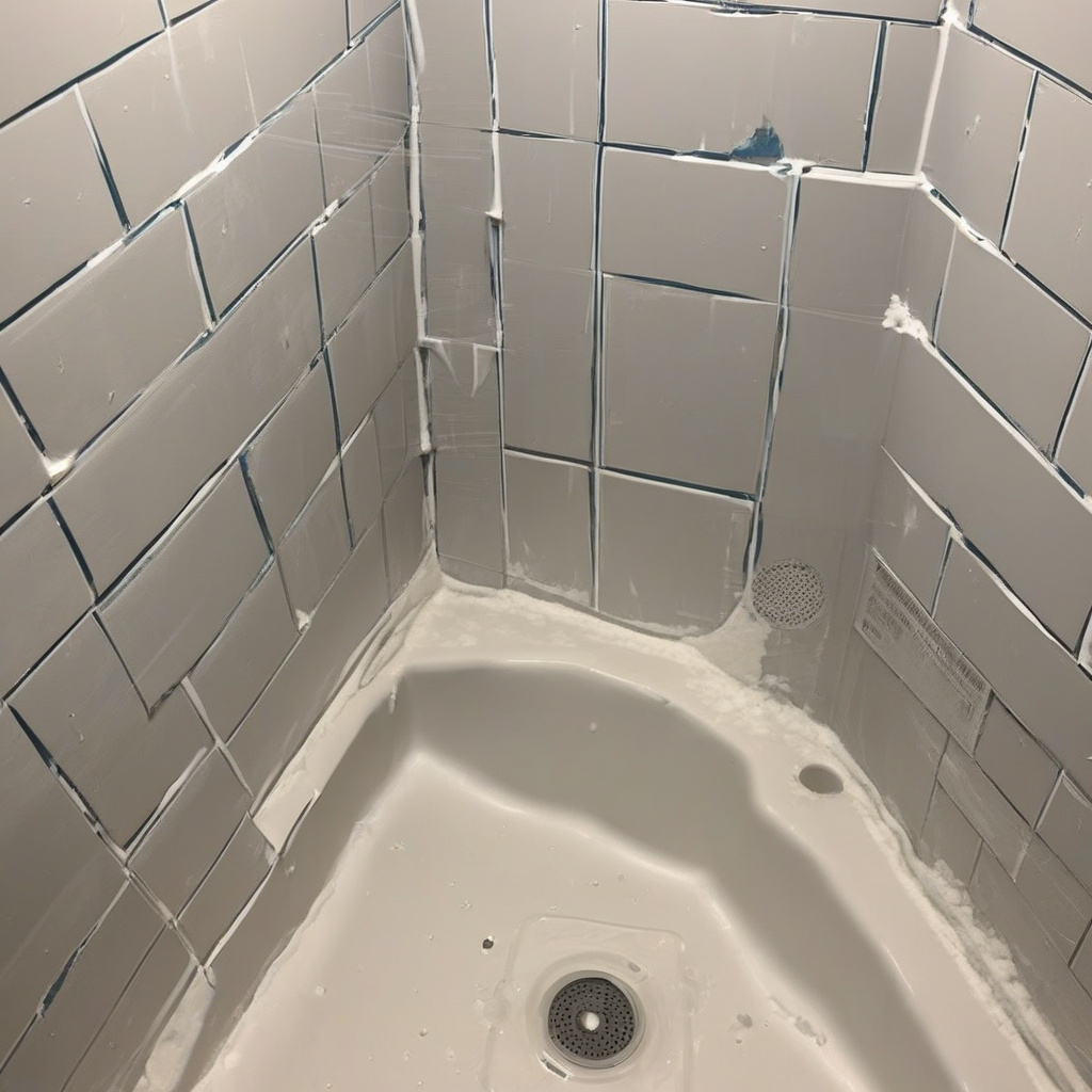 DIY shower waterproofing in action
