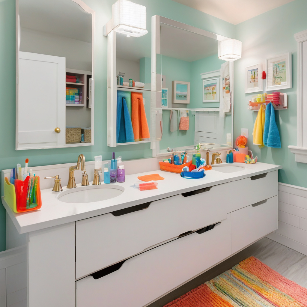 Spacious double sink setup in kids' bathroom