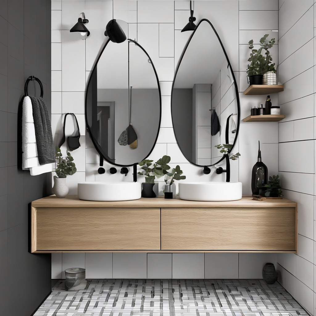 Black fixtures in modern bathroom