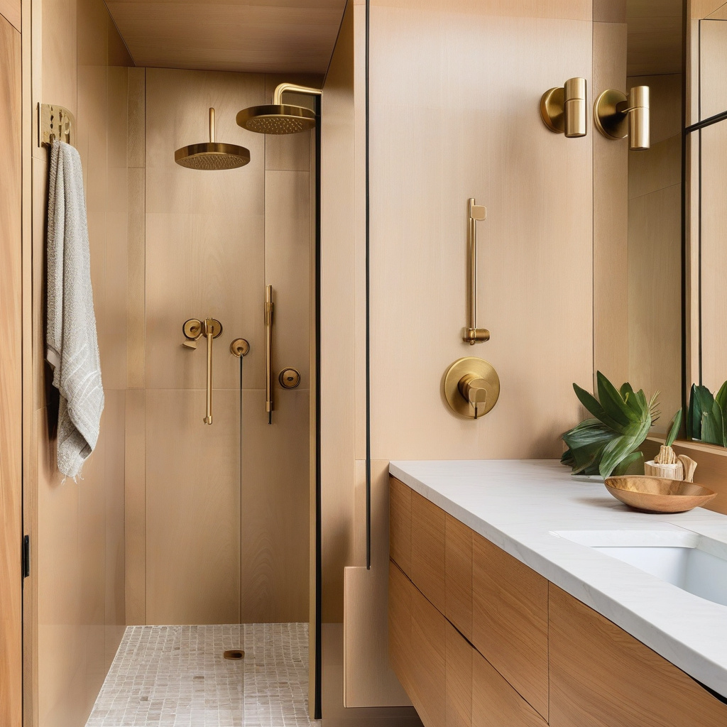 Classic brass fixtures in vintage-inspired bathroom