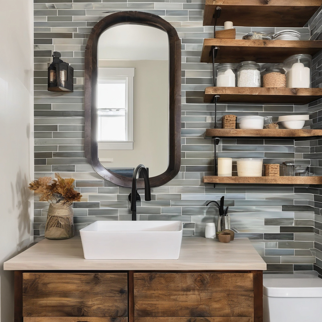 Rustic and industrial style fusion in a bathroom