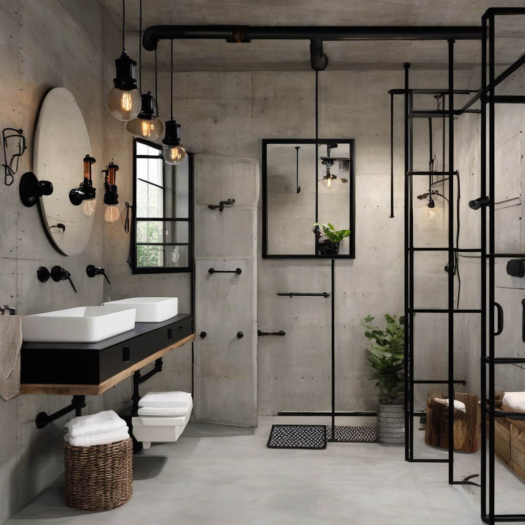 Industrial bathroom with concrete accents Industrial bathroom with concrete accents