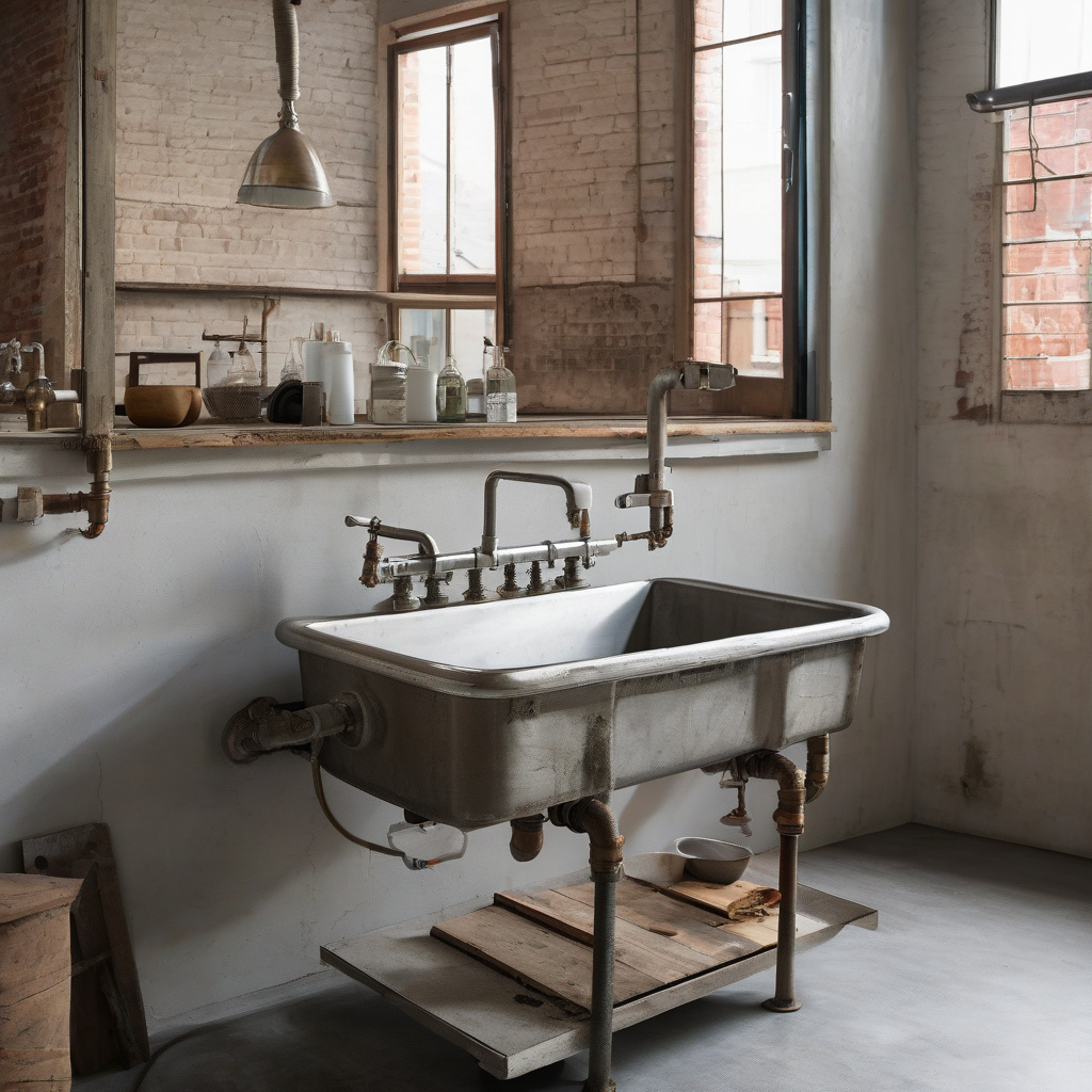 Industrial bathroom with stylish lighting Industrial bathroom with stylish lighting
