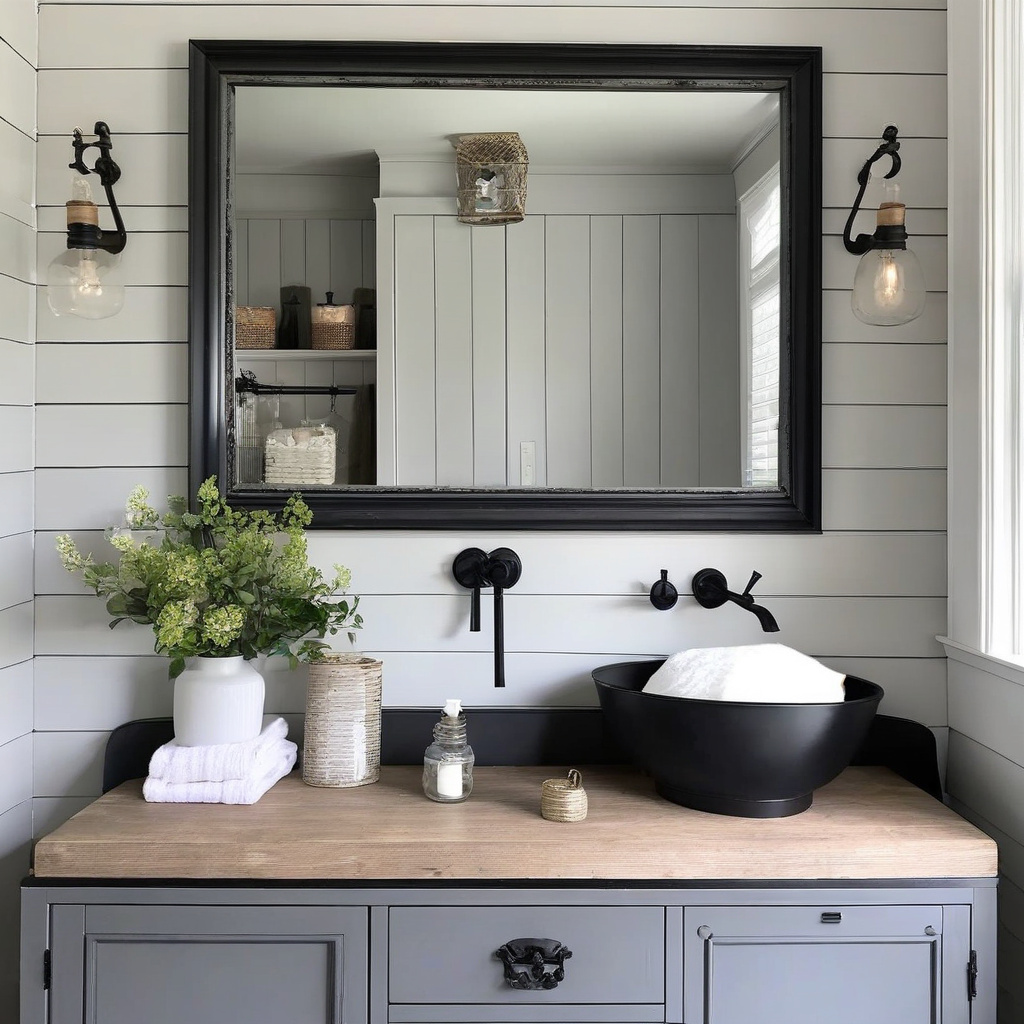 modern farmhouse bathroom accent